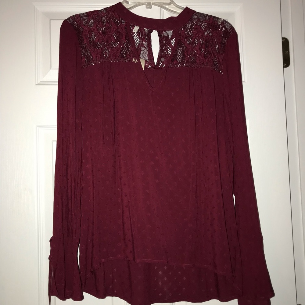 Maurieces Burgundy Lace Blouse